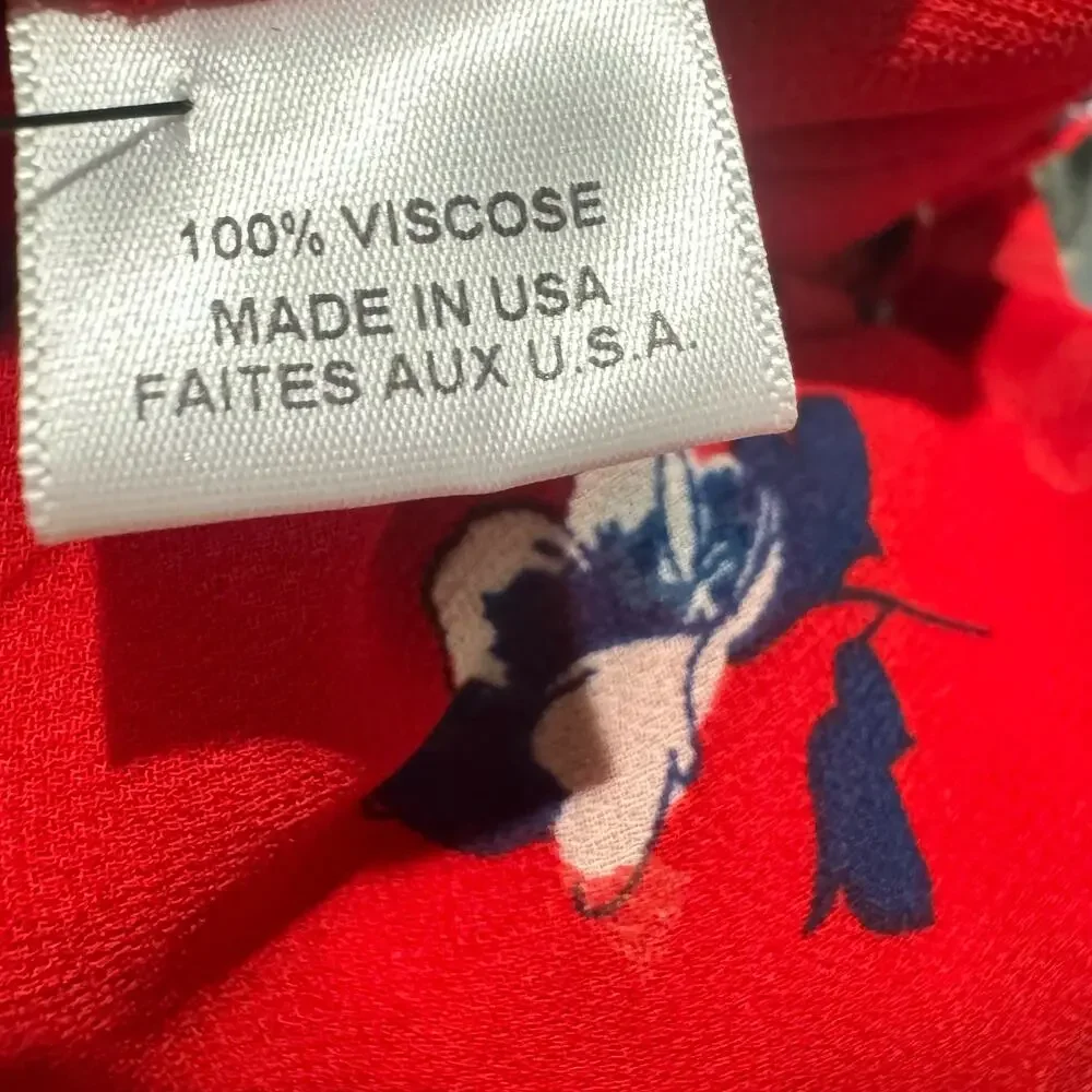 Misa Floral Print Smocked Blouse Long Sleeve Red/Blue Size Medium NWT